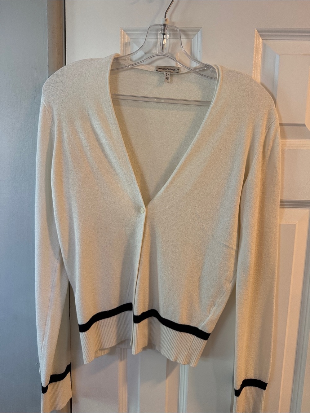 Emporio Armani Cream Cardigan with Black Trim